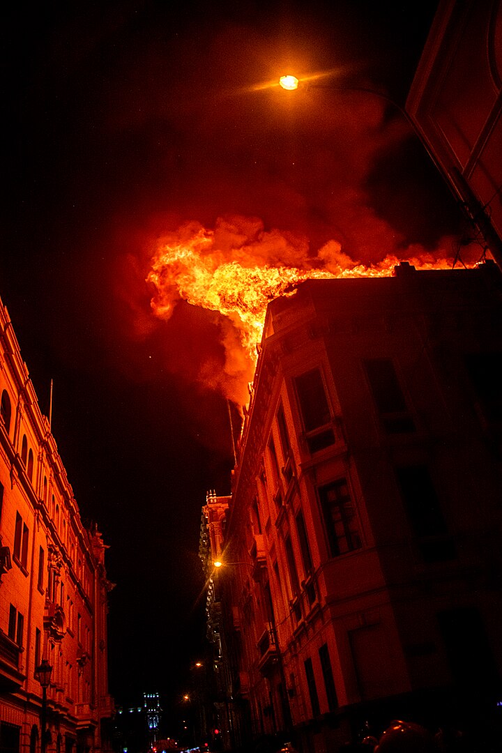 Fire in the historic center of Lima